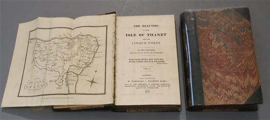 THANET, CINQUE-PORTS: Brayley, Edward Wedlake - The Beauties of the Isle of Thanet and The Cinque Ports, 2 vols, 8vo, half dark green
